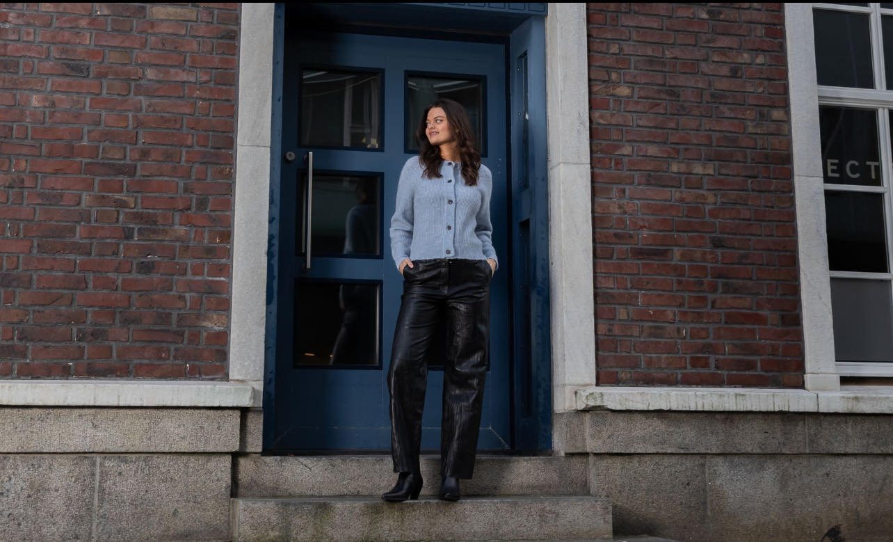 Lulu kort ullcardigan - Blå/ Cashmere Blue